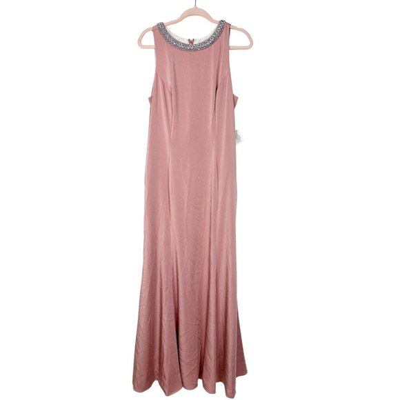 Mac Duggal Embellished Neck Trumpet Gown Rose Pink 12 #9845 - Picture 3 of 9